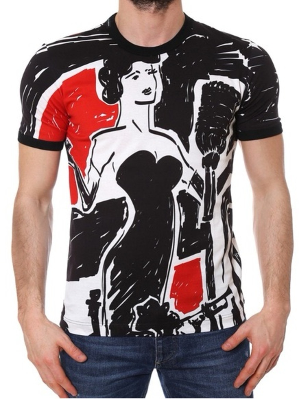 Y2K Dolce and Gabbana Jazz Lady Slim Fit T Graphic T Shirt Size 50